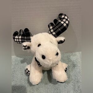 Reindeer Plush White Black Plaid Soft Stuffed Animal 8"